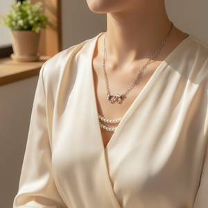 Trending moda fatto a mano collana di perle in lega d'oro a catena con fiore a farfalla Design vendita calda all'ingrosso - Product Image 3