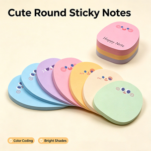 Blocs-notes autocollants ronds mignons SK, colorés, à motifs de dessins animés, faciles à décoller, pour l'école - Product Image 2