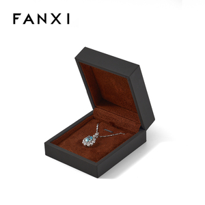 FANXI Custom Logo Luxury Jewellery Box <b>Black</b> Packaging Gift Leather Brown Velvet Inside Necklace Jewelry <b>Boxes</b> - Product Image 6