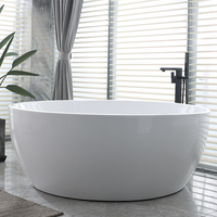 Baignoire ronde en acrylique Gurgle, surface haute brillance résistante aux rayures, nettoyage facile, baignoire autoportante pour salle de bain de luxe