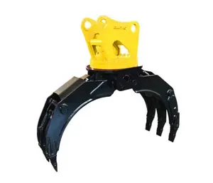 Hydraulic rotate grapple for excavator rock grappler