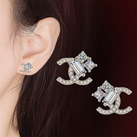 Boucles d'oreilles de luxe en argent Sterling 925, bijoux à clous, romantique, de marque, cc, pour femmes