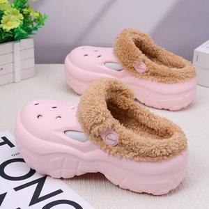 Sabots Bace EVA à semelles épaisses, chaussures chaudes en coton pour femmes, pour l'hiver, à porter à la maison, beige, blanc, rose, noir - Product Image 4