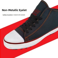 Chaussures isolées Shuangan 10kV, toile et caoutchouc bleu foncé, bottes de travail électriques mi-hautes pour hommes, antidérapantes, chaussures de sécurité électriques en caoutchouc