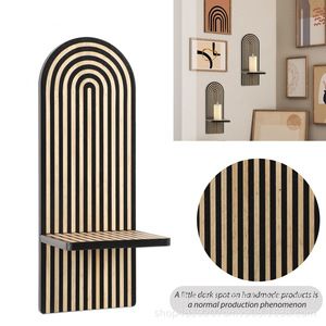 Wooden <b>Wall</b> <b>Mounted</b> Decorative <b>Shelf</b> Geometric Shape Single Layer For Bedroom Living Room Display Rack - Product Image 5