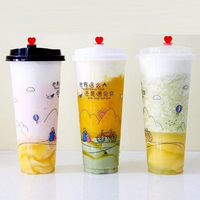 Gobelets en plastique transparent givré à paroi simple jetables de 500 ml en PP pour thé au lait à bulles Boba, café, jus et milkshake