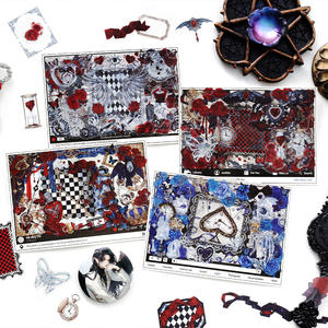 56 autocollants en PET par paquet, poésie des roses, matériaux rétro, bricolage, tentes, sacs douloureux, belles décorations, collages - Product Image 2