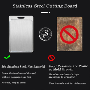 Tagliere Bifacciale in Acciaio Inox 304, Spessore 1,5 mm, Antiruggine e Antibatterico per Carne, Verdure e Formaggio - Product Image 6