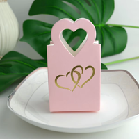 Mini boîte cadeau en forme de cœur découpée au laser pour bonbons et sachets de thé, dorée en relief, évidée, boîte à friandises