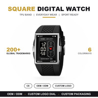 Jam Tangan Olahraga Digital Skmei 2213 Pria Layar LCD Persegi Lampu LED Stopwatch Alarm Tanggal Hari Jam 12/24 Jam Arloji Pergelangan Tangan