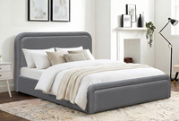 Meubles de chambre à coucher européens, cadre de lit king size, tissu rembourré, lit double moderne de luxe avec rangement