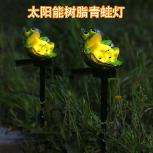 Solar Garden Frog Resin Lamp LED Ground Light Water Resistant Outdoor Decorative Night Light Animal Theme Courtyard Stake - Product Image 4