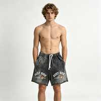 Shorts gris délavés effet vieilli, style streetwear, avec motif SALT WAVE, pour hommes et unisexe, lot en gros