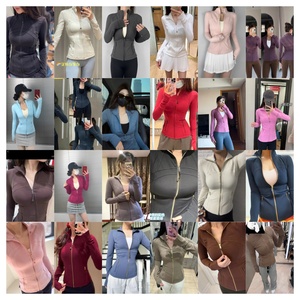 Conjunto Deportivo de Dos Piezas para Mujer, Leggings de Cintura Alta con Cierre Dorado Completo, Color Sólido, Otoño Invierno, Secado Rápido, para Yoga - Product Image 2