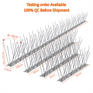 Piques <span class=keywords><strong>anti</strong></span>-oiseaux flexibles en acier inoxydable 304 de 25/33/50/100 cm, prêtes à être expédiées, avec installation facile par vis ou serre-câbles pour la maison et le jardin - Product Image 1