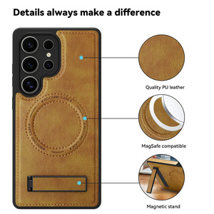 Étui de téléphone en cuir PU magnétique de luxe pour <span class=keywords><strong>Samsung</strong></span> <span class=keywords><strong>Galaxy</strong></span> S25 <span class=keywords><strong>Ultra</strong></span> S24 S23 <span class=keywords><strong>S22</strong></span> Plus, antichoc, avec support de charge sans fil - Product Image 3