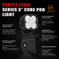 Faro fendinebbia a LED da 20W, 3 pollici, cubo, illuminazione esterna per auto, bianco, giallo, ambra, IP67, 9-36V DC, per camion, SUV, 4x4, fuoristrada, 12V 24V