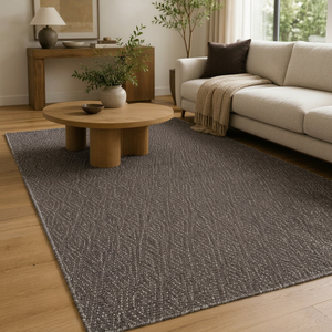 Tapis Jaipur ADWL-13095 moderne en laine tissée à plat, écologique, brun foncé/blanc non verni, rectangulaire pour salon - Product Image 1