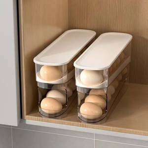 Transparent Fridge 2 Tier Automatic Egg Rolling <b>Tray</b> <b>Storage</b> Organizer Container Egg Freezer Holder for Kitchen - Product Image 2