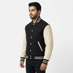 Veste universitaire homme à manches longues avec col montant et logo frontal, fournie directement par l'usine, idéale pour l'hiver, faible MOQ, prix abordable - Product Image 1
