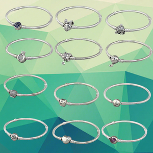 Pulsera de Plata 925 con Circones y Perlas de Agua Dulce, Diseño de Personajes de Dibujos Animados (Calabaza, Coche, Corazón, Corona), Cadena de Serpiente con Cierre de Cadena, Moda - Product Image 1