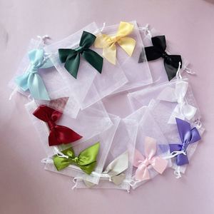 Sacs en organza colorés avec cordon de serrage et nœud, pochette en maille 10x12cm, emballage cadeau pour bijoux, pour la Saint-Valentin et la fête des mères - Product Image 2