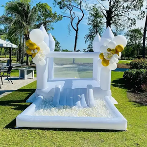 コマーシャルグレードキッズバースデーウェディングパーティーホワイトインフレータブルバウンスハウスジャンピングキャッスル、ボールとスライド付き - Product Image 3