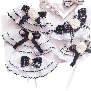 Fashion Polyester Pet Accessories Floral <b>Dog</b> Lace <b>Bandana</b> Scarf with Sweet Cat Pearl Bowknot - Product Image 3