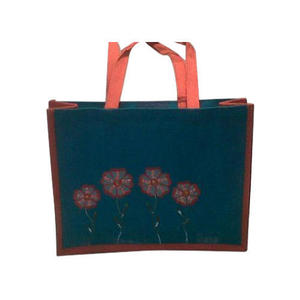 Popular sólido colorido barato de lona de <span class=keywords><strong>arpillera</strong></span> de yute bolso de compras con mango - Product Image 2