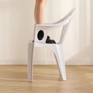 เก้าอี้รับประทานอาหารพลาสติกสีขาวที่พักแขนแบบวางซ้อนกันได้น้ำหนักเบาพนักพิงเก้าอี้พลาสติก PP สำหรับพักผ่อนกลางแจ้ง - Product Image 2