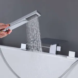Lusa新しいデザイン2つのハンドル4セットシャワーヘッド洗面器真鍮蛇口浴槽バスルーム浴槽ミキサータップバスタブ蛇口