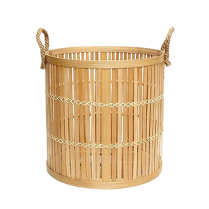 Hot Sale Eco-Friendly Rustic Bamboo Rattan <b>Storage</b> <b>Basket</b> Natural Handmade Multifunction Organizer for Home Decoration Neatening - Product Image 1