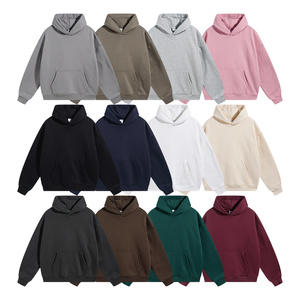 เสื้อฮู้ดขนแกะหนานุ่ม 400gsm ไซส์ใหญ่พิเศษ ไม่มีเชือกผูก คอวี แบบเปล่า สำหรับสกรีนลายตามสั่ง เสื้อกันหนาวสตรีทแวร์สำหรับฤดูหนาว - Product Image 3