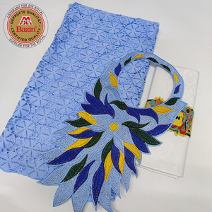 Tessuti africani di pizzo a secco di cotone con colletto per le donne abbigliamento da sposa fatto da te cucito Nigeria Mali puro latte <span class=keywords><strong>bianco</strong></span> lacci di seta - Product Image 2