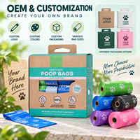 Sacs à déjections canines biodégradables écologiques de luxe avec logo personnalisé, anti-fuites, parfumés, en rouleaux, pour la vente en gros