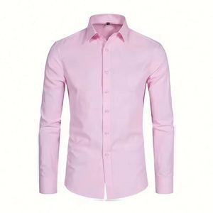 Camisas de Vestir para Hombre en Blanco y Negro, Corte Regular, Manga Larga, Camisa de Marca para Hombre, Poliéster, Transpirable, Formal, para Negocios - Product Image 6