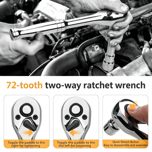 Industrial Grade <b>Socket</b> Wrench <b>Set</b> 1/4 in Chrome Plated Hex OEM Automotive Repair Tools - Product Image 3