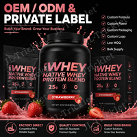 Poudre de Protéine de Lactosérum Naturelle à la Fraise 25g Protéines Post-Entraînement Nutrition Sportive Fabricant OEM Marque Privée