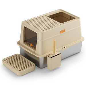 <b>Cat</b> <b>Litter</b> <b>Box</b> Enclosed Top Loading <b>Large</b> Size With Scoop Storage For <b>Cats</b> - Product Image 4
