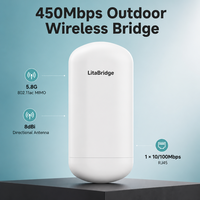 Pont sans fil extérieur 5.8G 450 Mbps 802.11ac IP65 avec antenne directionnelle double polarisation 8 dBi, portée 1 km, CPE point à point pour réseau CCTV