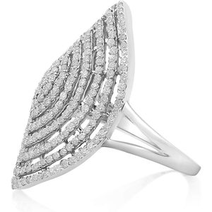 Geometric Diamond <b>Dome</b> Cocktail <b>Ring</b> 1.17 Ct Round Cut 925 Sterling Silver Women's Statement Party Jewelry - Product Image 2