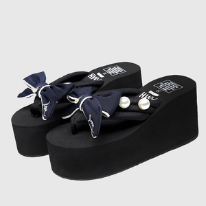 Tongs à talons de 8 cm avec nœud noué à la main, sandales de plage antidérapantes, chaussures de plage tendance pour femmes - Product Image 2