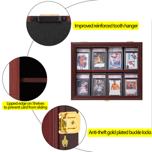 Support mural de vitrine de carte de sport de 8 niveaux avec la carte de sport de protection UV acrylique pour le baseball de football - Product Image 4