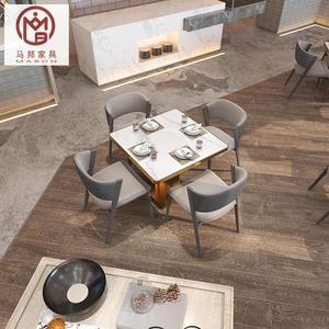 Set di Tavoli e Sedie Commerciali Personalizzati per Fast Food, Caffetterie e Ristoranti - Arredamento Dorato per Bar - Product Image 2