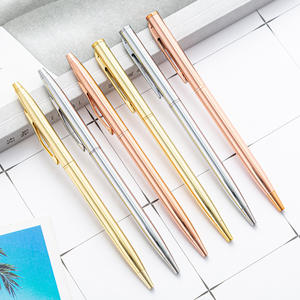 Stylos à bille publicitaires personnalisés pour cadeaux sportifs, vente chaude, hôtel, luxe, couleurs or, argent, or rose, stylos métalliques fins avec logo - Product Image 1