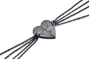 Puzzle <span class=keywords><strong>di</strong></span> puzzle a forma <span class=keywords><strong>di</strong></span> <span class=keywords><strong>Cuore</strong></span> Amicizia Quattro pezzo <span class=keywords><strong>di</strong></span> Famiglia Relativa Genitore Bambino Persona Nome Personalizzato Inciso Pendente Della Collana Set - Product Image 4