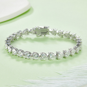 สร้อยข้อมือเทนนิส J&C ผลิตจากเงิน S925 ประดับเพชรทรงหัวใจที่เพาะเลี้ยงในห้องปฏิบัติการ - 0.5 กะรัตต่อเม็ด, สี D, ความใส VVS - Product Image 2