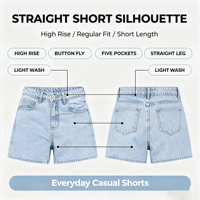 Shorts en jean taille haute pour femme, style boyfriend, à franges, déchirés, en denim extensible, vente en gros