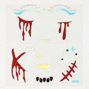 Nuovo all'ingrosso personalizzato Plain Laser SilverPowder diamantato faccia temporanea del <span class=keywords><strong>tatuaggio</strong></span> adesivi divertenti faccia di carnevale <span class=keywords><strong>tatuaggio</strong></span> decorativo - Product Image 4