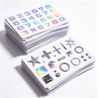 Autocollants holographiques Haoxuan Future en PVC, graphiques numériques en métal à pixels, décalcomanies découpées UV en feuille arc-en-ciel